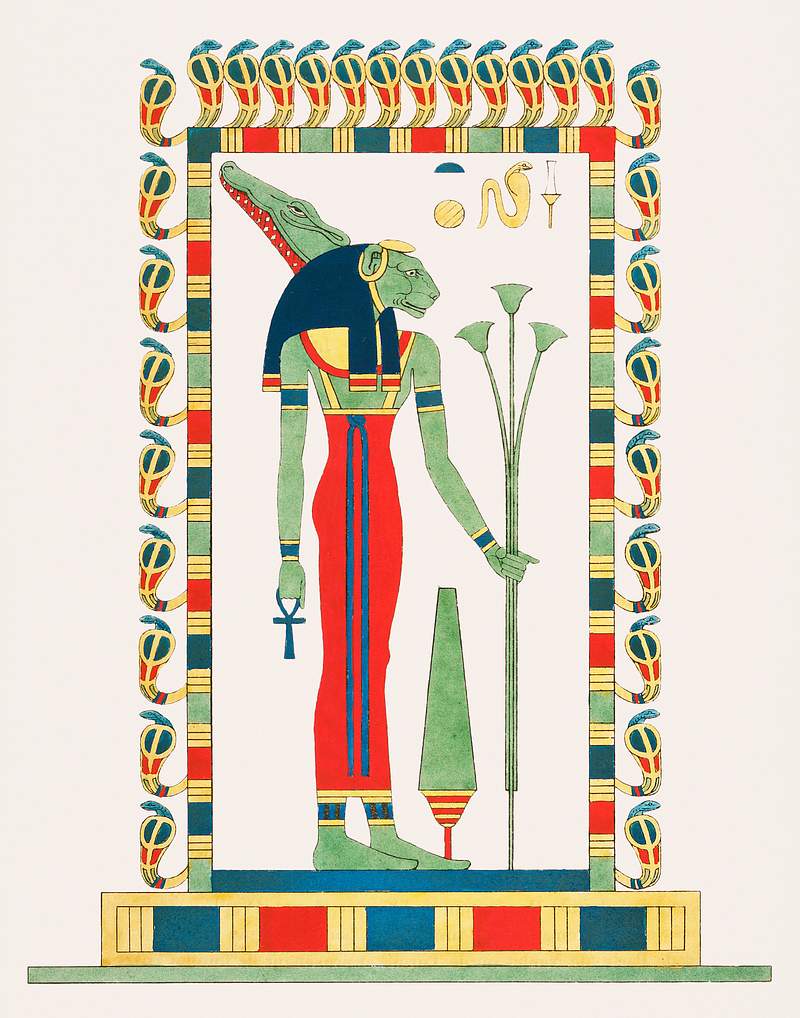 Neith illustration from Pantheon Egyptien (1823-1825) by Leon Jean Joseph Dubois (1780-1846). Original from The New York…