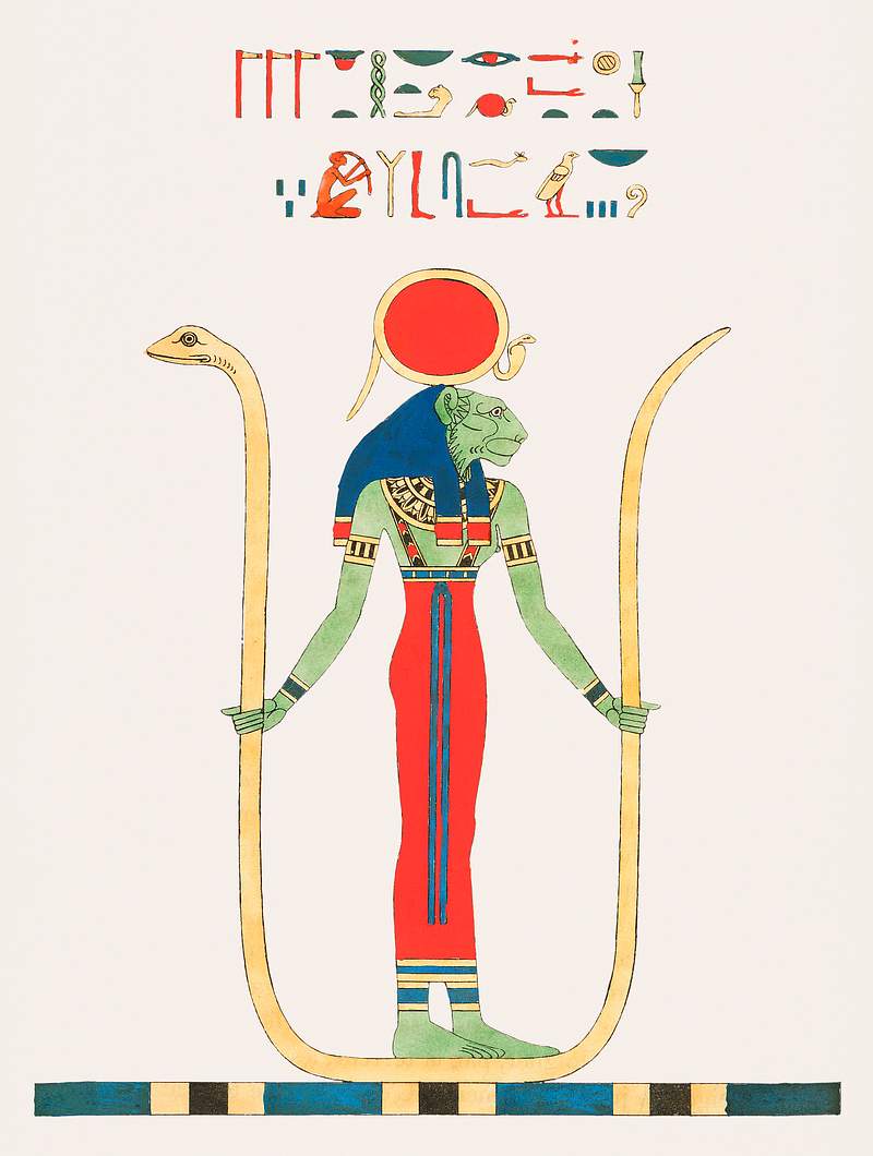 Neith illustration from Pantheon Egyptien (1823-1825) by Leon Jean Joseph Dubois (1780-1846). Original from The New York…