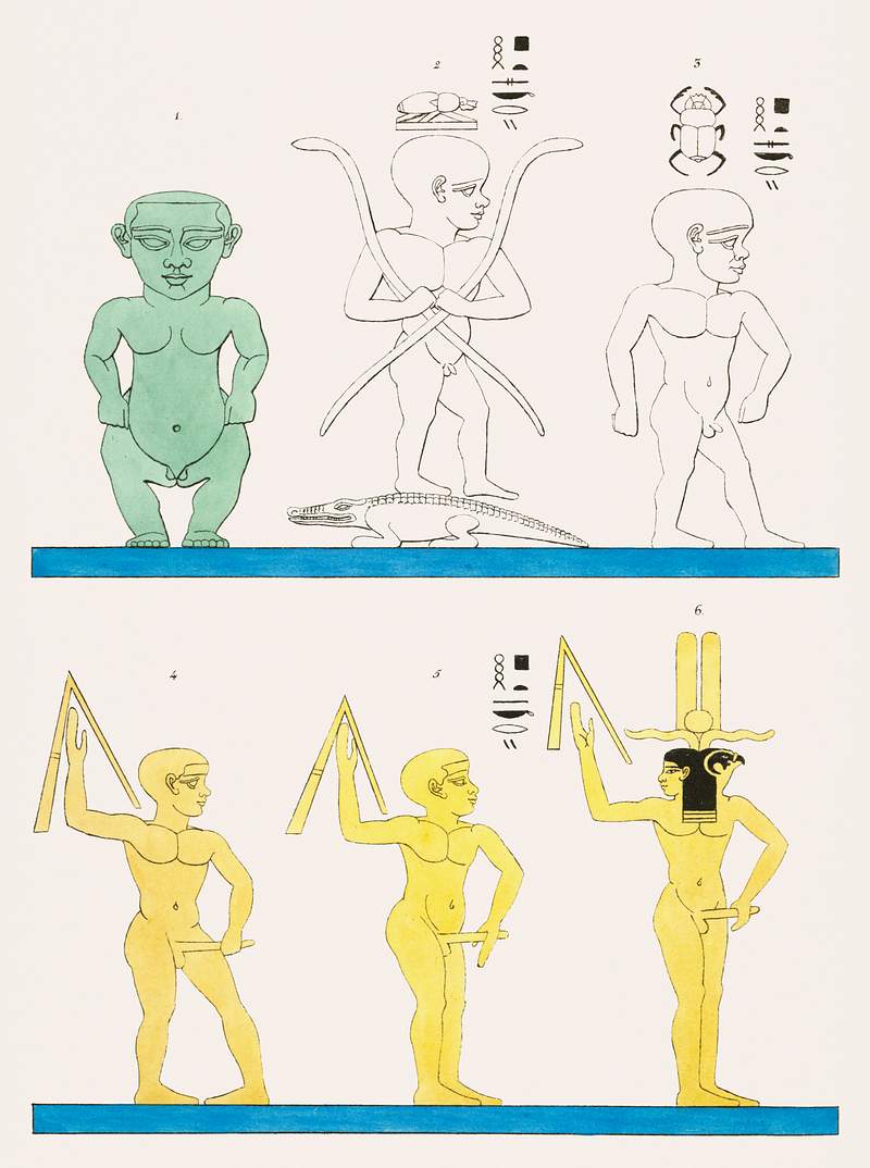 Ptah-Sokar illustration from Pantheon Egyptien (1823-1825) by Leon Jean Joseph Dubois (1780-1846). Original from The New York…