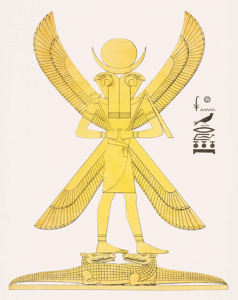 Khonsu illustration from Pantheon Egyptien (1823-1825) by Leon Jean Joseph Dubois (1780-1846). Original from The New York…