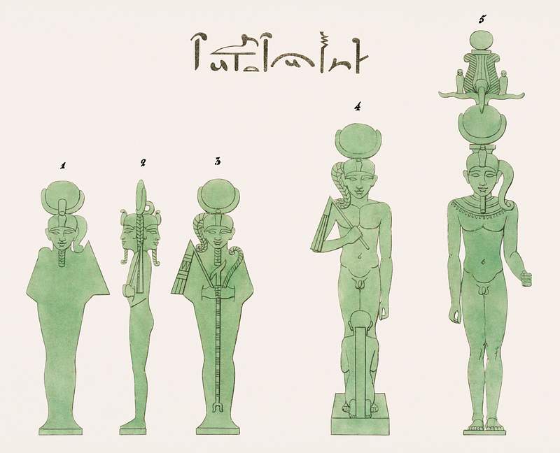 Khonsu illustration from Pantheon Egyptien (1823-1825) by Leon Jean Joseph Dubois (1780-1846). Original from The New York…