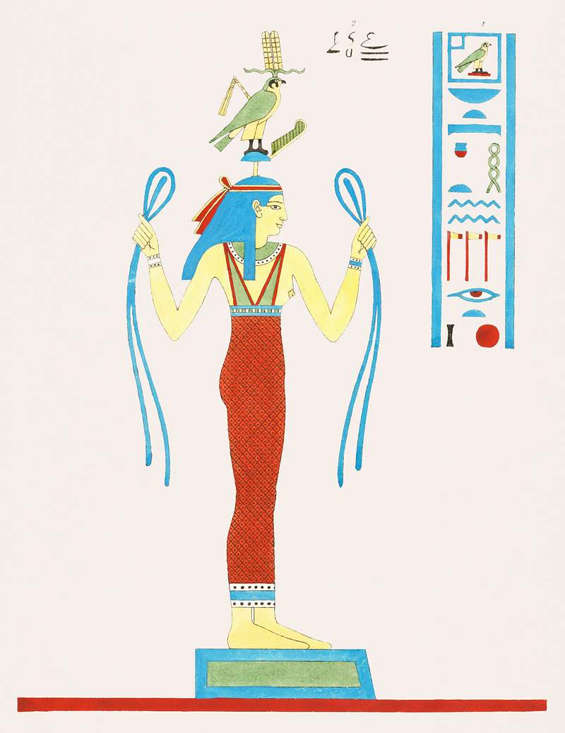 Hathor illustration from Pantheon Egyptien (1823-1825) by Leon Jean Joseph Dubois (1780-1846). Original from The New York…