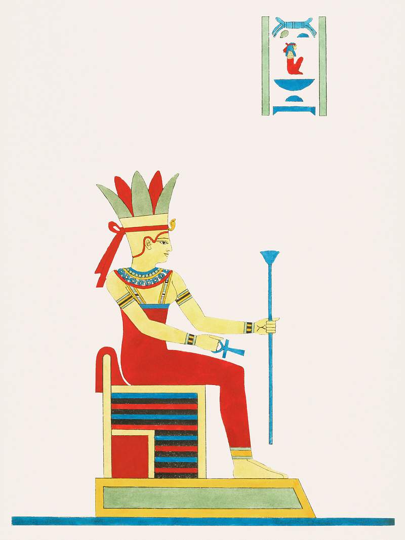 Anuket illustration from Pantheon Egyptien (1823-1825) by Leon Jean Joseph Dubois (1780-1846). Original from The New York…