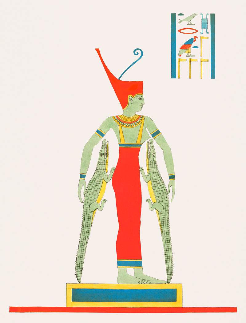 Wadjet illustration from Pantheon Egyptien (1823-1825) by Leon Jean Joseph Dubois (1780-1846). Original from The New York…