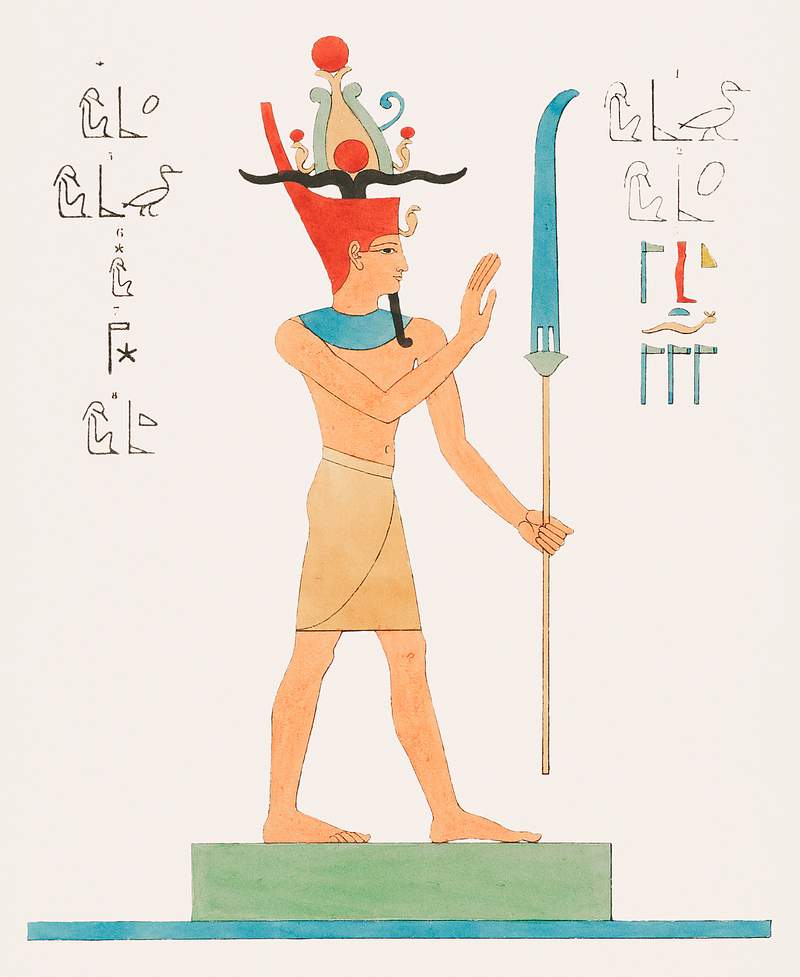 Geb illustration from Pantheon Egyptien (1823-1825) by Leon Jean Joseph Dubois (1780-1846). Original from The New York Public…