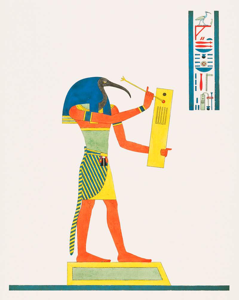 Thoth illustration from Pantheon Egyptien (1823-1825) by Leon Jean Joseph Dubois (1780-1846). Original from The New York…