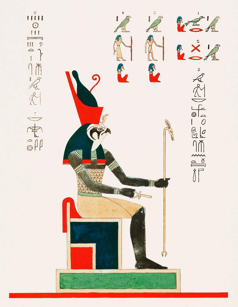 Horus illustration from Pantheon Egyptien (1823-1825) by Leon Jean Joseph Dubois (1780-1846). Original from The New York…
