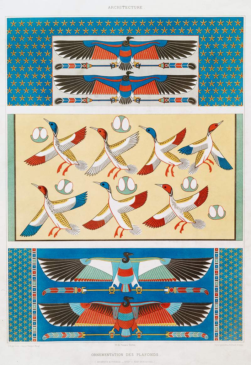 Ceiling Ornamentation (Memphis & Thebes) from Histoire de l'art égyptien (1878) by Émile Prisse d'Avennes.…