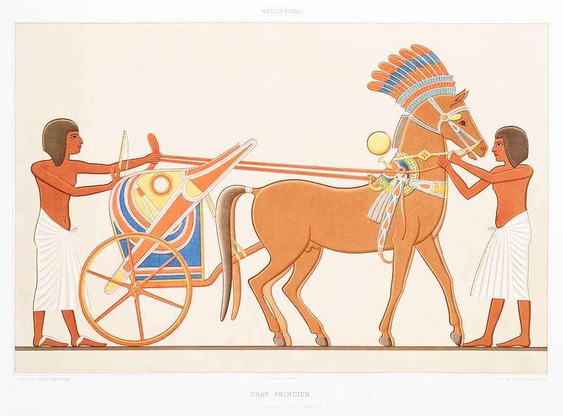 Princely chariot from Histoire de l'art égyptien (1878) by Émile Prisse d'Avennes. Original from The New York…