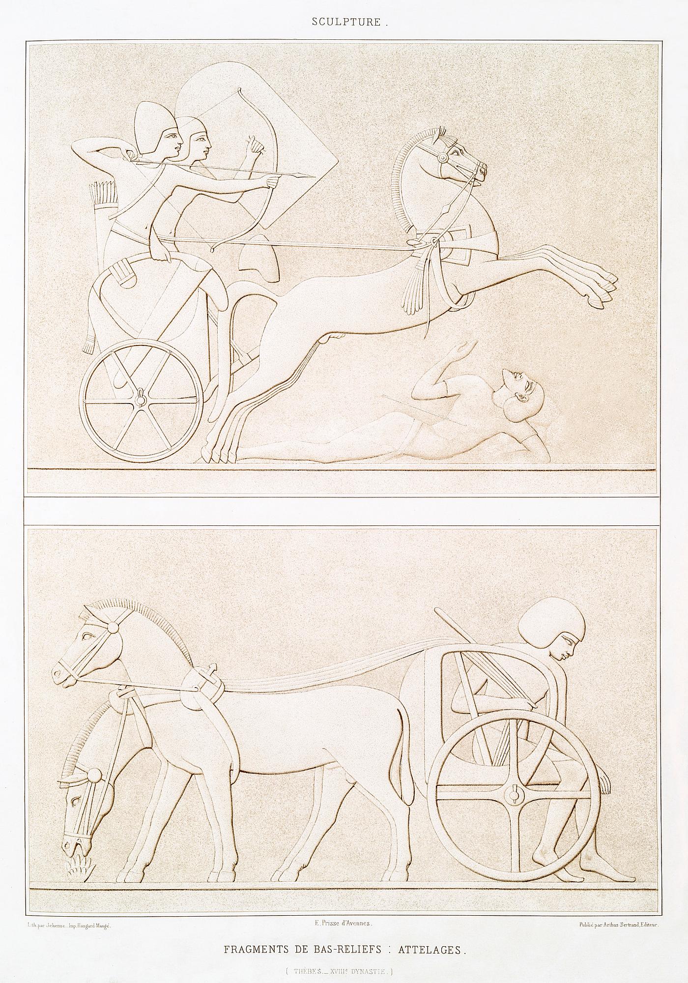 Fragments of bas-reliefs : hitches from Histoire de l'art égyptien (1878) by Émile Prisse d'Avennes.... Fragments of bas-reliefs : hitches from Histoire de l'art égyptien (1878) by Émile Prisse d'Avennes....