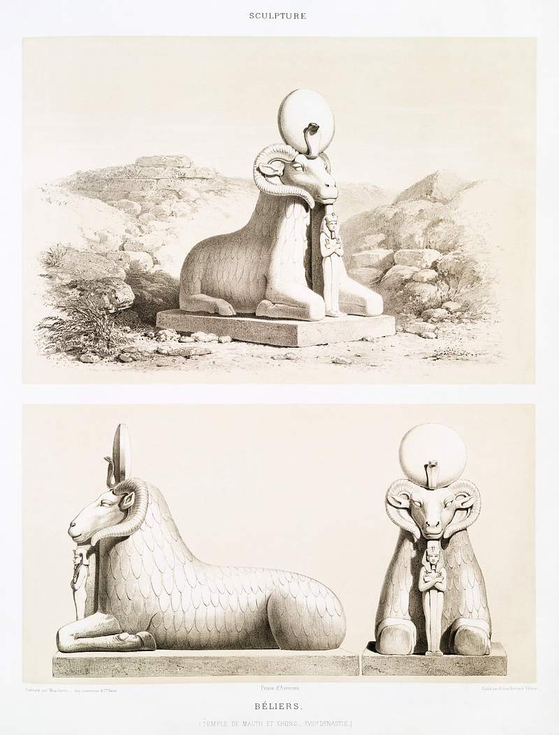 Rams from Histoire de l'art égyptien (1878) by Émile Prisse d'Avennes. Original from The New York Public…