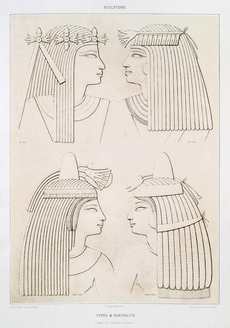 Types & Portraits (Ladies of various eras) from Histoire de l'art égyptien (1878) by Émile Prisse d'Avennes.…