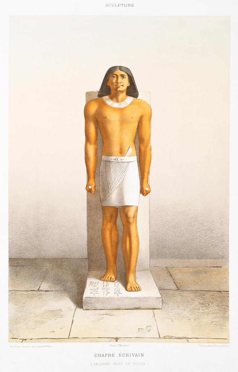 Khafre author from Histoire de l'art… | Free public domain illustration Khafre author from Histoire de l'art égyptien (1878) by Émile Prisse d'Avennes (1807-1879). Digitally enhanced…