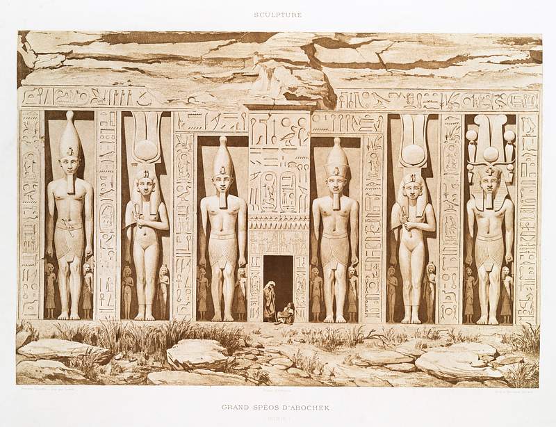 Great species of Abochek (Nubia) from Histoire de l'art égyptien (1878) by Émile Prisse d'Avennes. Original…