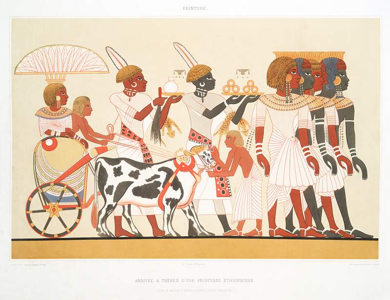 Ethiopian princess arrival Thebes from Histoire de l'art égyptien (1878) by Émile Prisse d'Avennes. Original…