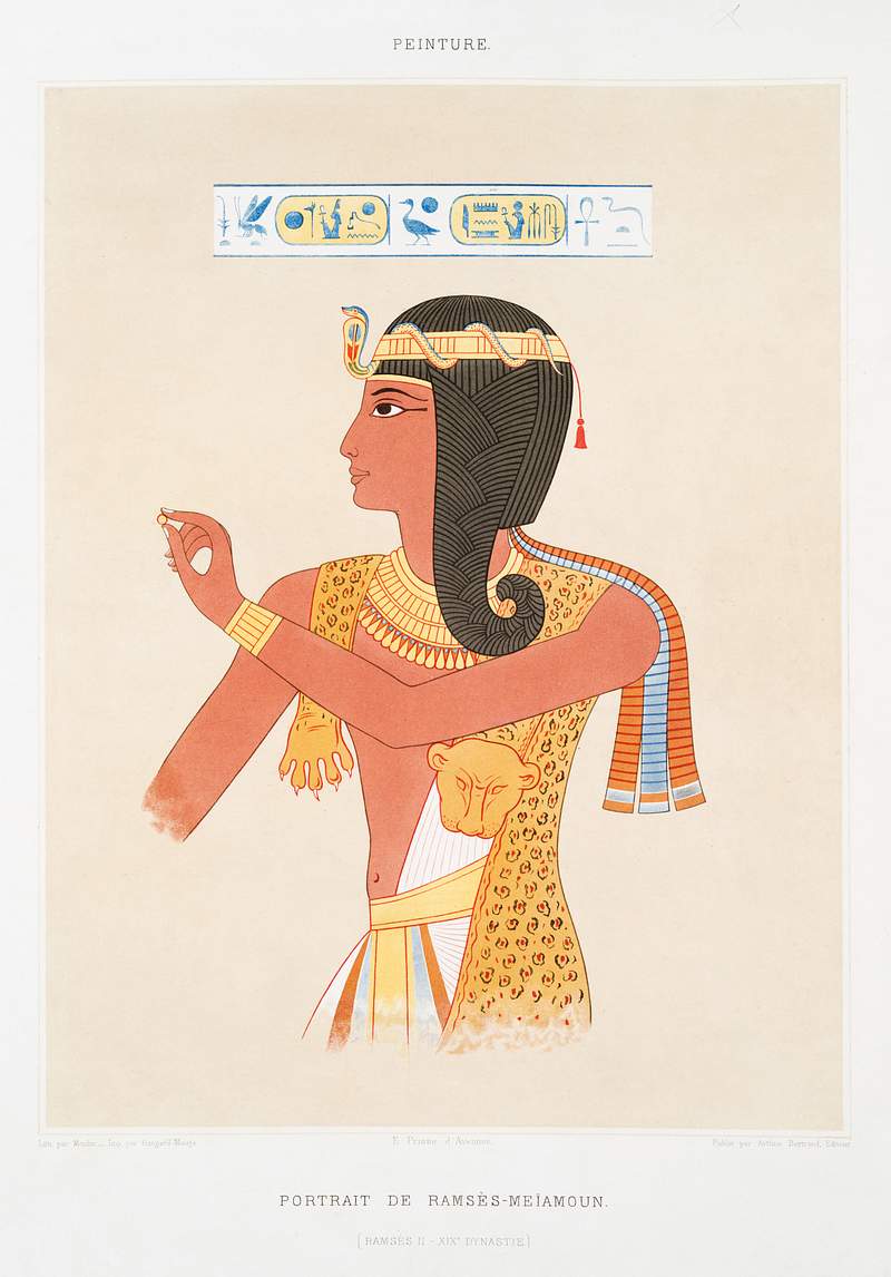 Portrait of Ramses-Meïamoun from Histoire de l'art égyptien (1878) by Émile Prisse d'Avennes. Original…