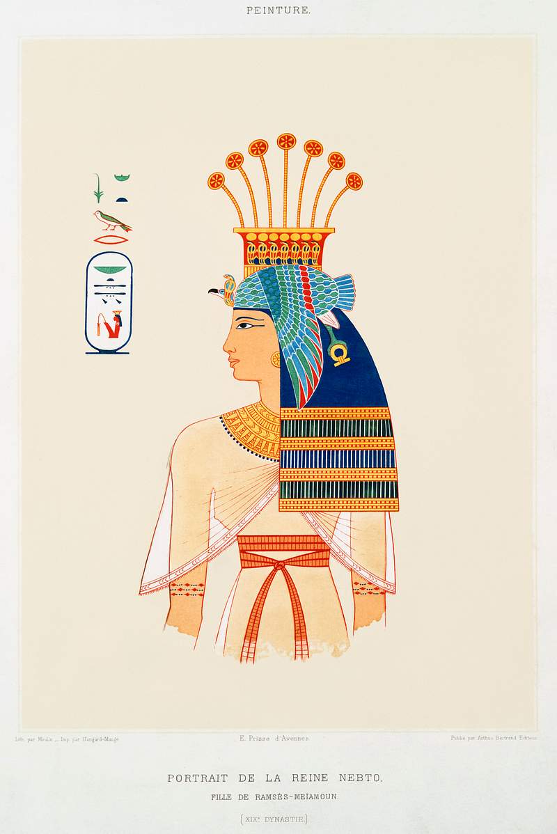 Portrait of Queen Nebto, daughter of Ramses-Meïamoun from Histoire de l'art égyptien (1878) by Émile…