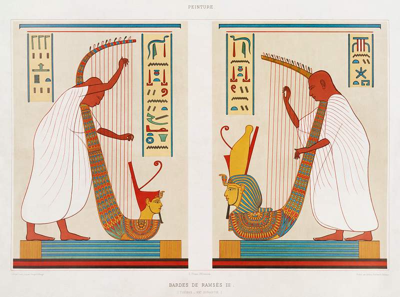 Bards of Ramses III from Histoire de l'art égyptien (1878) by Émile Prisse d'Avennes. Original from The New…