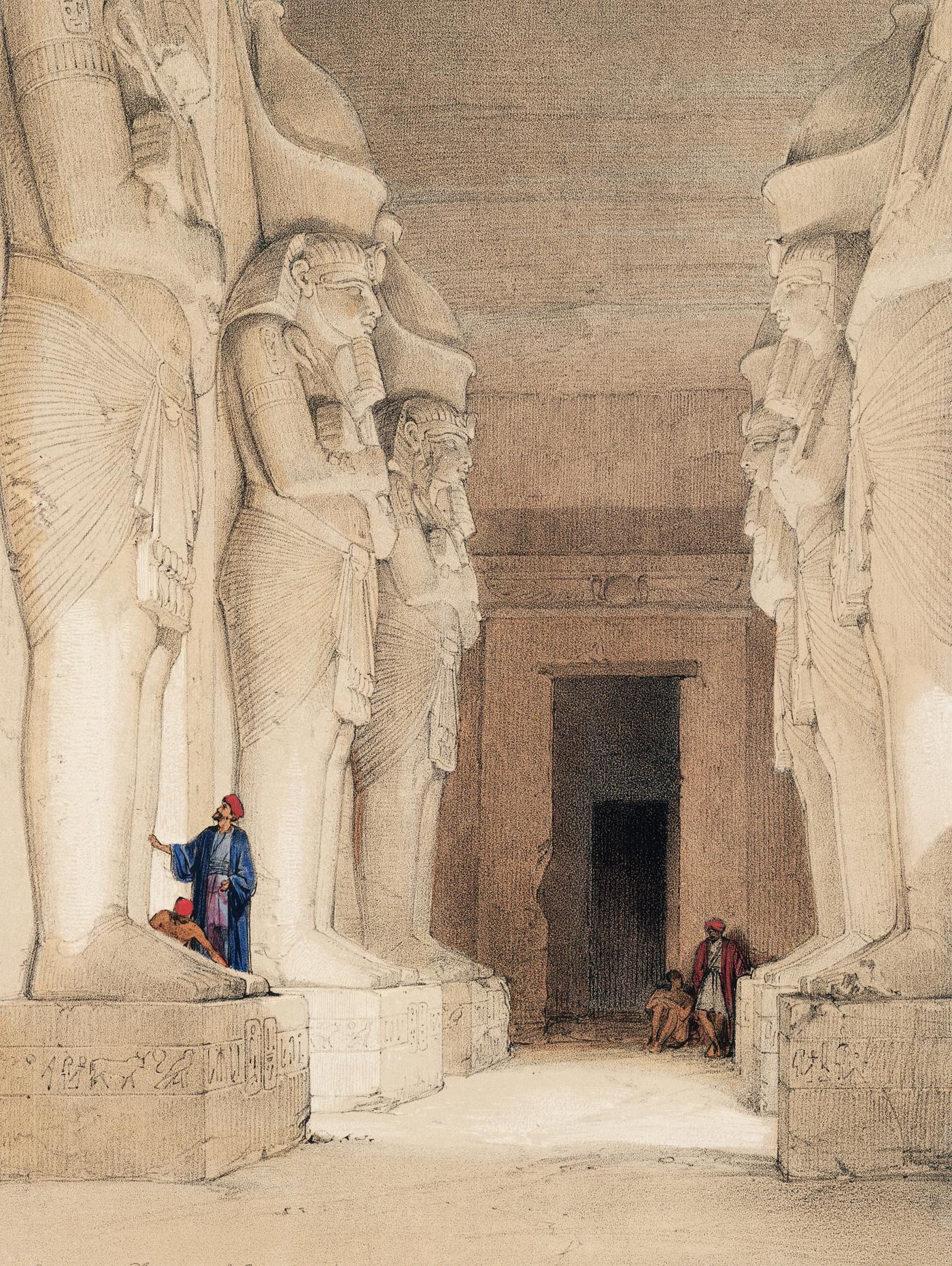Excavated Temple of Gyrshe (Gerf Hussein) Nubia illustration by David Roberts (1796–1864). Original from The New York... Excavated Temple of Gyrshe (Gerf Hussein) Nubia illustration by David Roberts (1796–1864). Original from The New York...