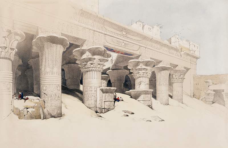 Portico of the Temple of Edfou Upper Egypt illustration by David Roberts (1796–1864). Original from The New York Public…