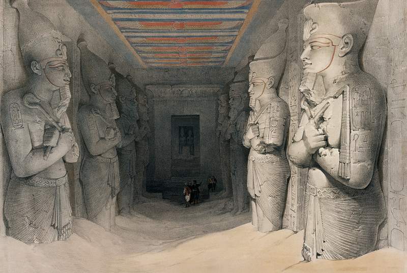 Interior of the Temple of Aboo Simbel Nubia illustration by David Roberts (1796–1864). Original from The New York…