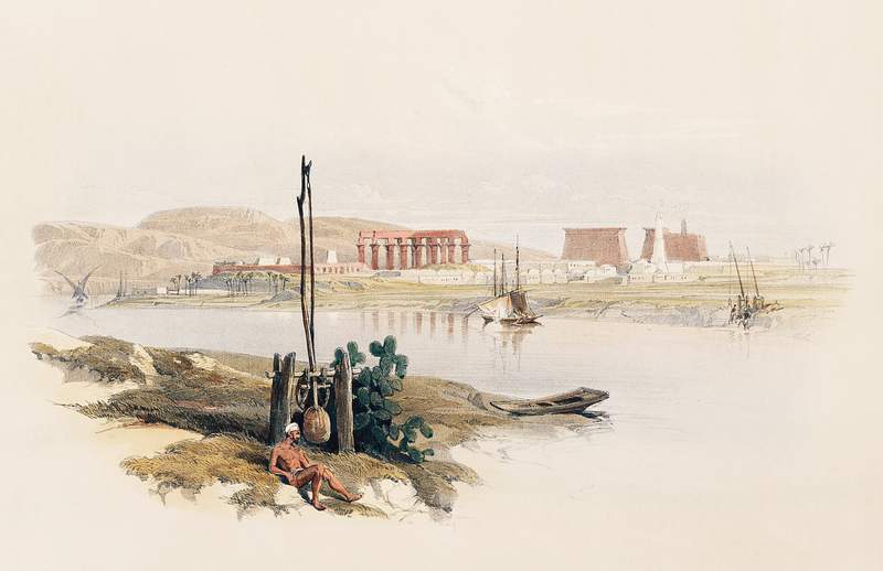 Ruins of Luxor from the southwest illustration by David Roberts (1796–1864). Original from The New York Public Library.…