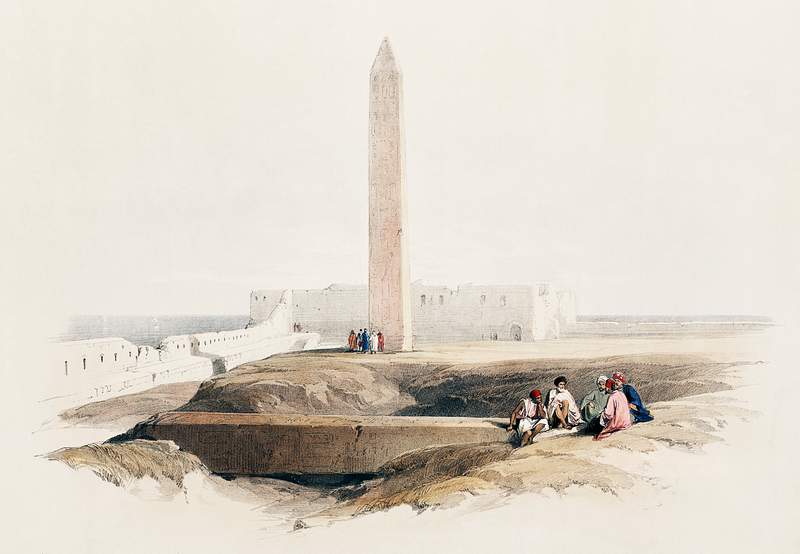 Obelisk at Alexandria commonly called Cleopatra's needle illustration by David Roberts (1796–1864). Original from The…