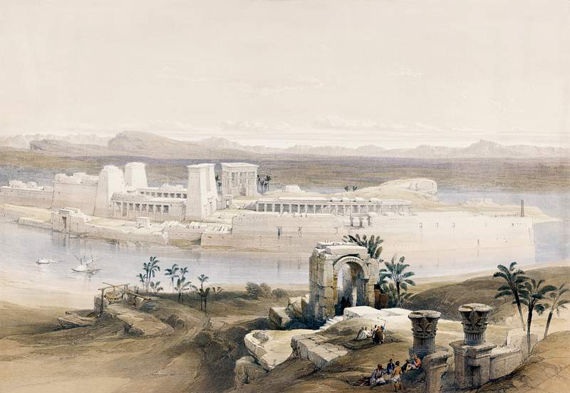 General view of the Island of Philae Nubia illustration by David Roberts (1796–1864). Original from The New York Public…