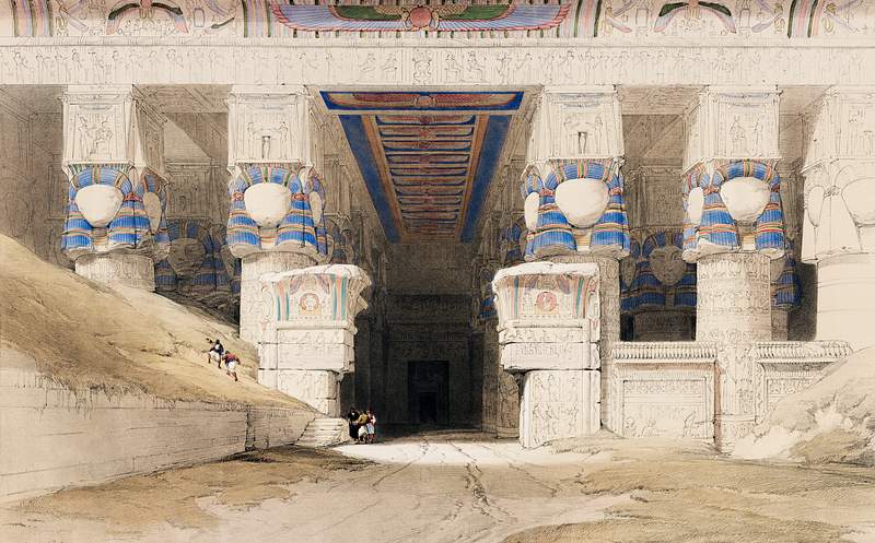 Dendera is one of the latest Egyptian temples illustration by David Roberts (1796–1864). Original from The New York…