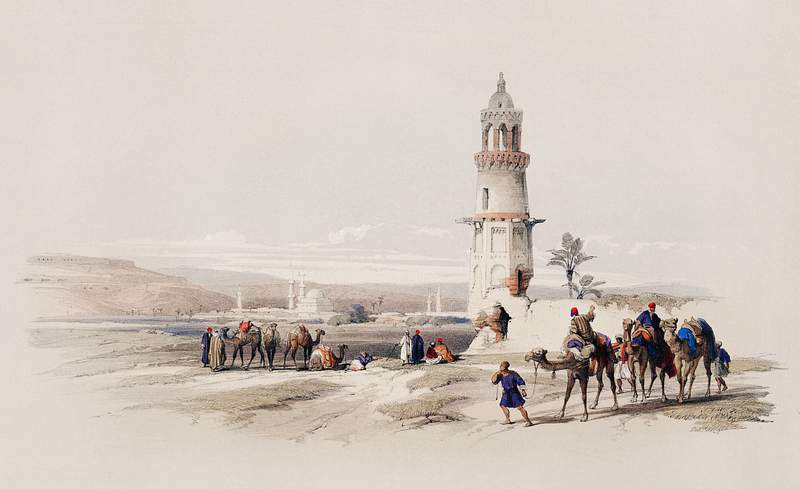 Siout (assiut) is the largest town in upper Egypt illustration by David Roberts (1796–1864). Original from The New York…