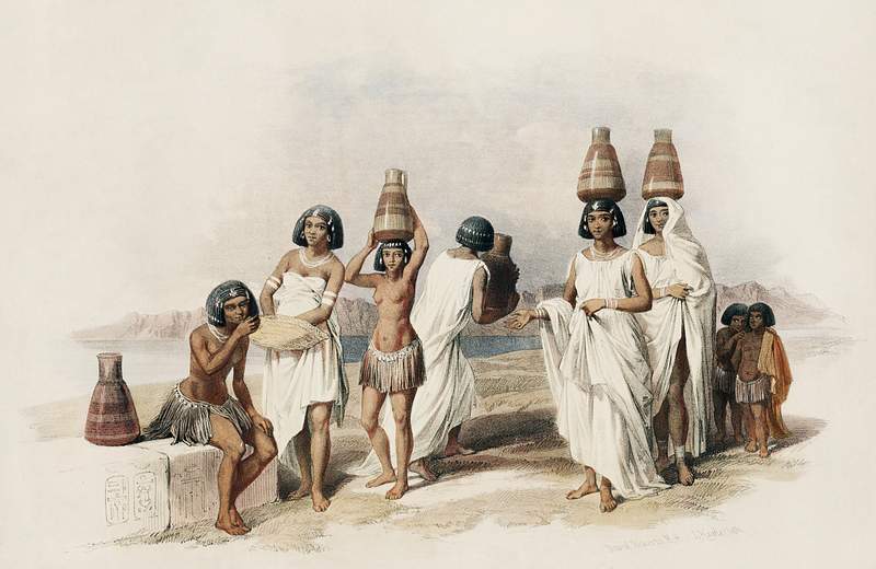 Nubian women at Kortie on the Nile illustration by David Roberts (1796–1864). Original from The New York Public…
