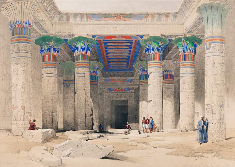 Grand Portico of the Temple of Philae Nubia illustration by David Roberts (1796–1864). Original from The New York…