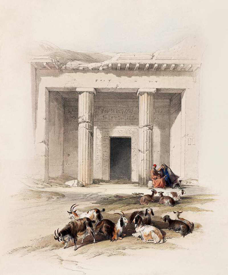 Entrance to the caves of Beni Hasan illustration by David Roberts (1796–1864). Original from The New York Public…