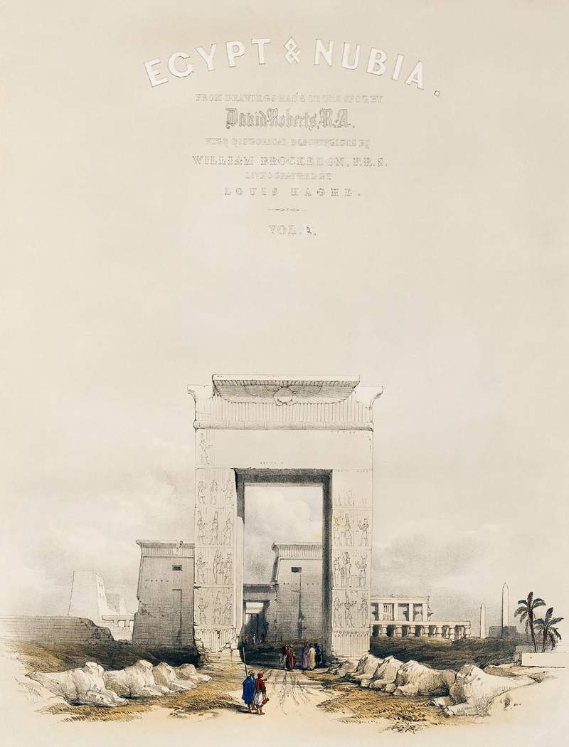 Great gateway leading to the Temple of Karnak Thebes illustration by David Roberts (1796–1864). Original from The New…