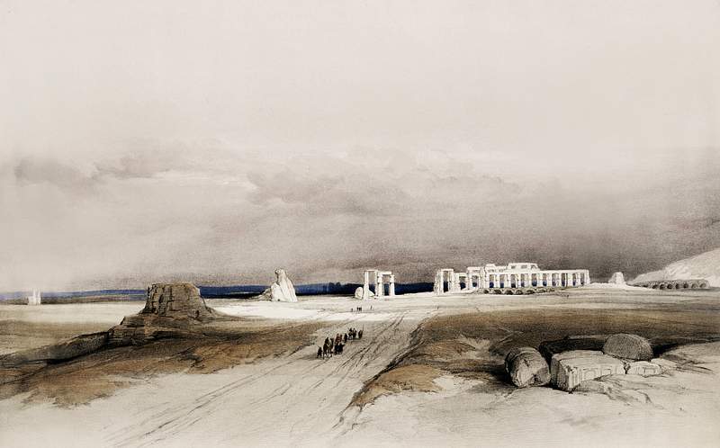 Ruins of the Memnonium Thebes illustration by David Roberts (1796–1864). Original from The New York Public Library.…