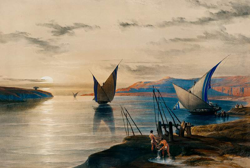 Hager Selsilis (Gebel el Silsila) illustration by David Roberts (1796–1864). Original from The New York Public Library.…