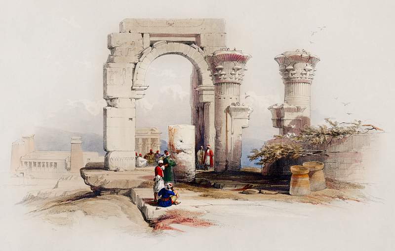Ruins Temple on the Island of Biggeh Nubia illustration by David Roberts (1796–1864). Original from The New York Public…