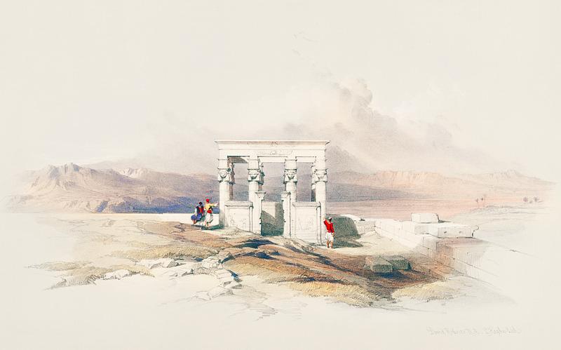 Temple of Isis on the roof of the great temple of Dendera (Dandara) illustration by David Roberts (1796-1864). Temple of Isis on the roof of the great temple of Dendera (Dandara) illustration by David Roberts (1796-1864).