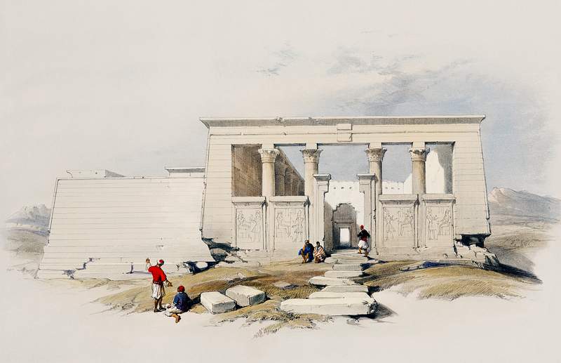 Temple at Wady Dabod (Wadi Dabud) Nubia illustration by David Roberts (1796–1864). Original from The New York Public…