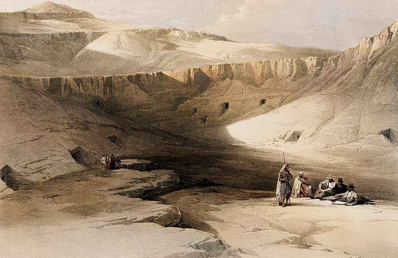 Entrance to the tombs of the kings of Thebes illustration by David Roberts (1796–1864). Original from The New York…