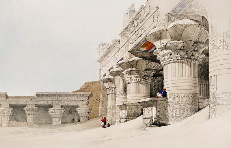 Temple Of Edfou (Edfu) illustration by David Roberts (1796–1864). Original from The New York Public Library. Digitally…