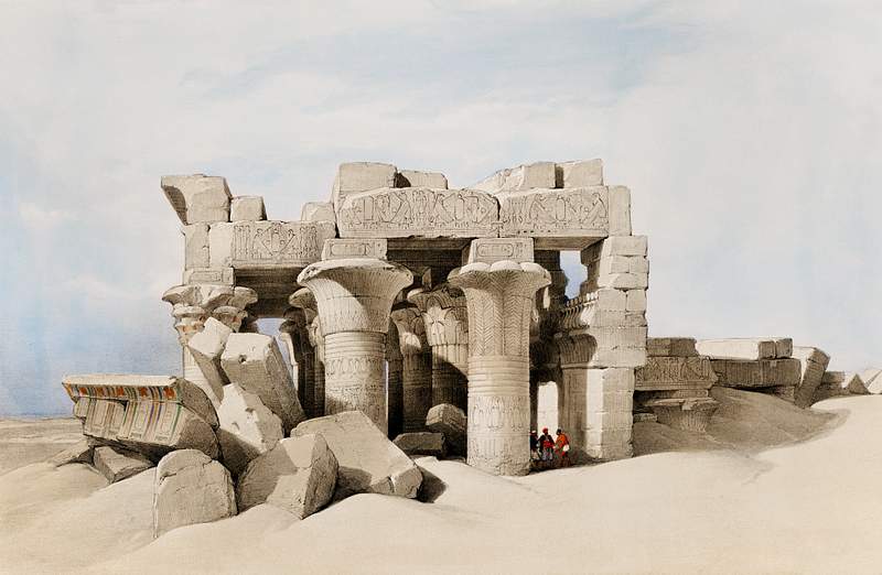 Kom Ombo is an agricultural town in Egypt illustration by David Roberts (1796–1864). Original from The New York Public…