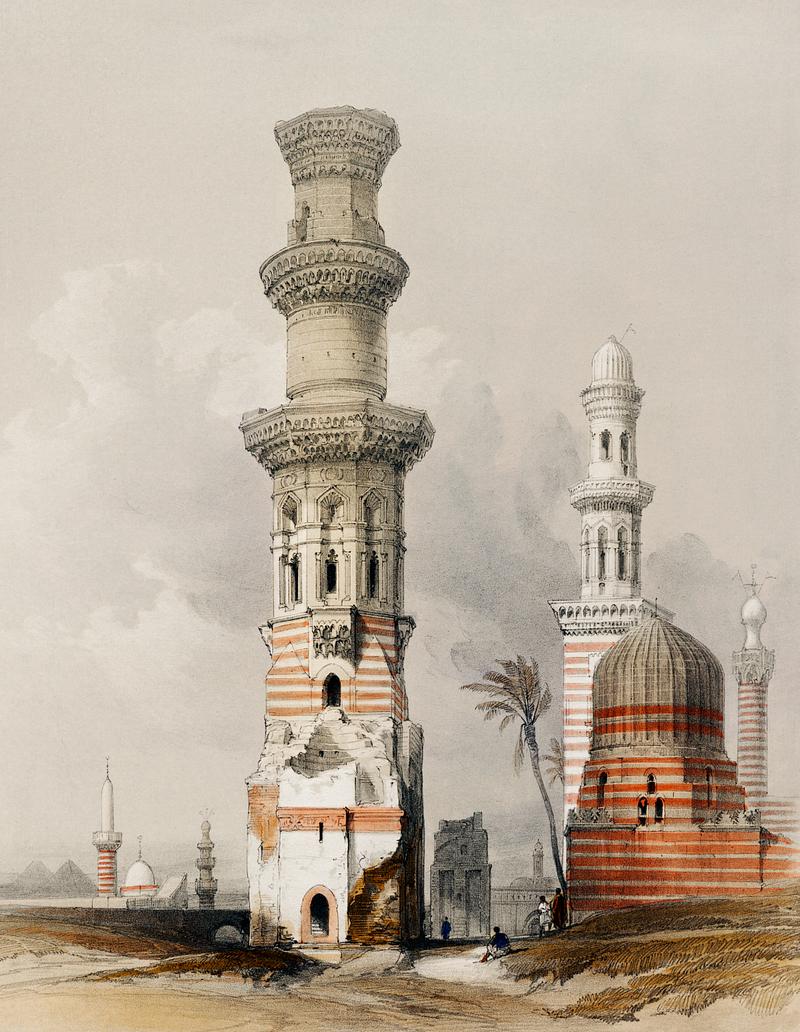 Ruined mosques in the desert west of the Citadel illustration by David Roberts (1796-1864). Ruined mosques in the desert west of the Citadel illustration by David Roberts (1796-1864).