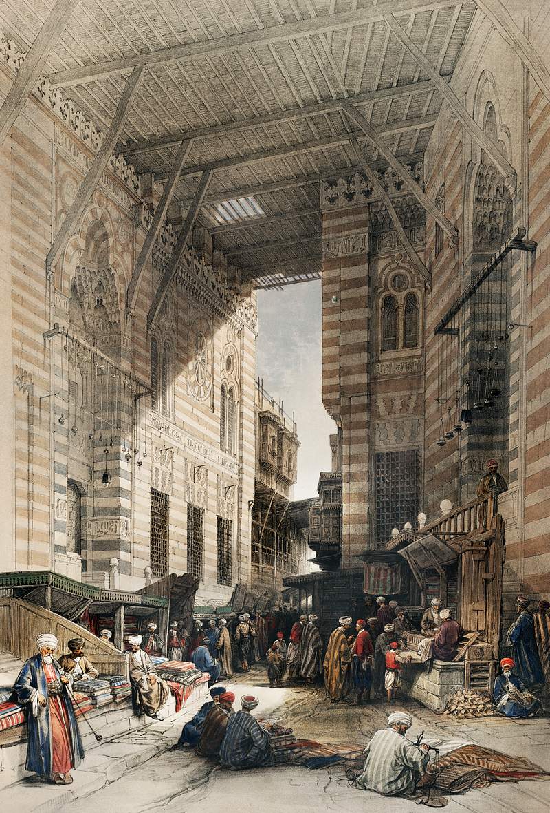 Bazaar of the silk mercers, Cairo illustration by David Roberts (1796–1864). Original from The New York Public Library.…