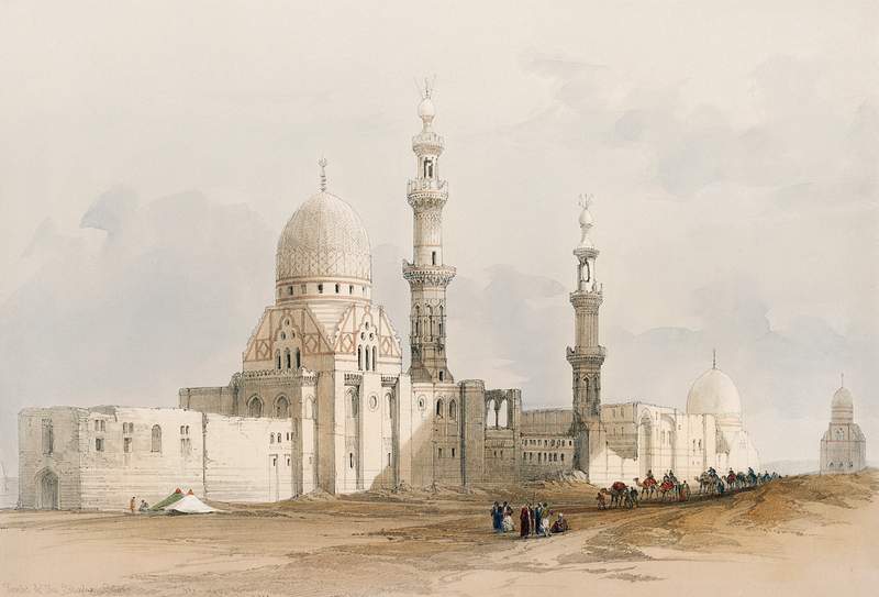 Tombs of the Caliphs Cairo Mosque of Ayed Bey illustration by David Roberts (1796–1864). Original from The New York…