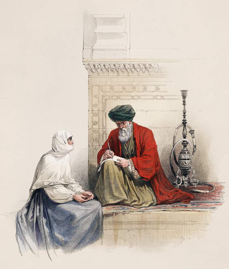 The letter writer in Cairo illustration by David Roberts (1796–1864). Original from The New York Public Library.…