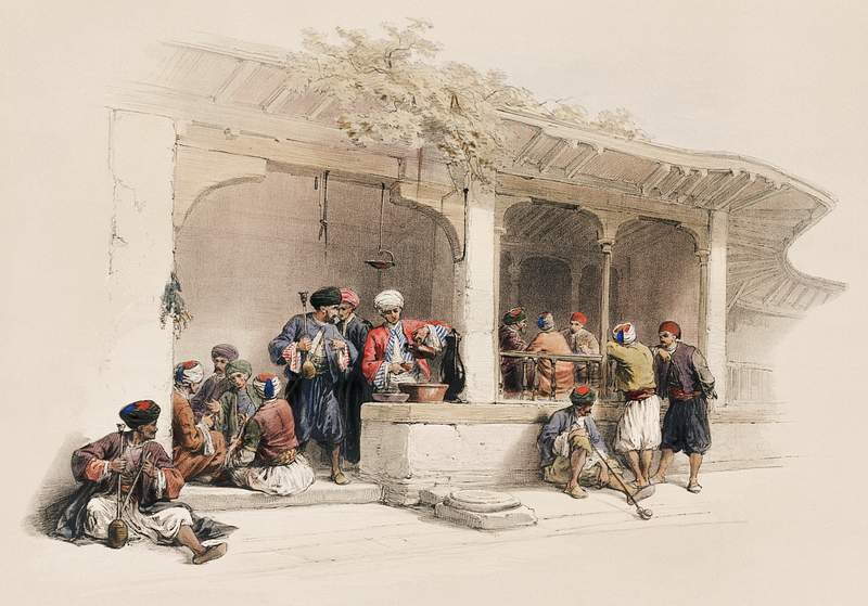 The coffee shop illustration by David Roberts (1796–1864). Original from The New York Public Library. Digitally…