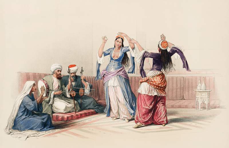 Dancing girls at Cairo illustration by David Roberts (1796–1864). Original from The New York Public Library. Digitally…