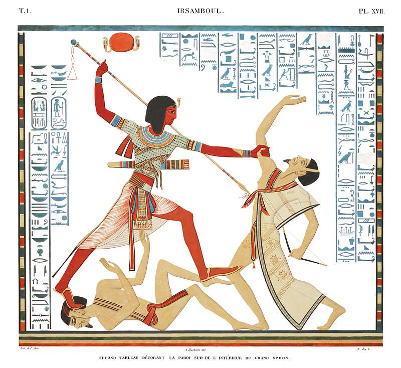 Second painting decorated on south wall in interior of the great speos from Monuments de l'Égypte et de la Nubie…