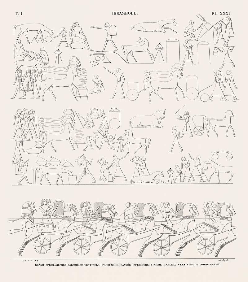 Great speos: large gallery or vestibule, north wall. Bottom row, sixth painting of northwest corner from Monuments de…